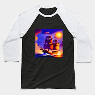 Artistic pirate ship Baseball T-Shirt